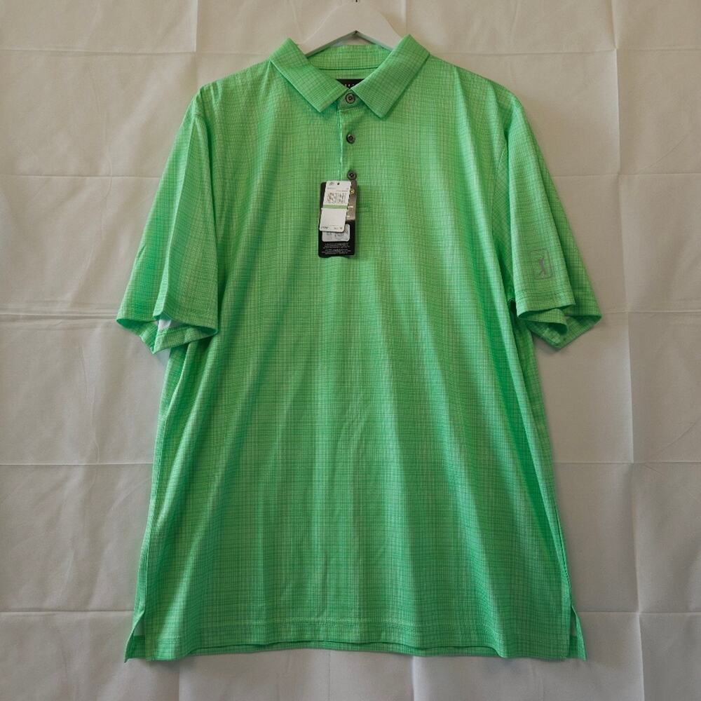 PGA Tour Golf Polo Short Sleeve Shirt Green Size Large